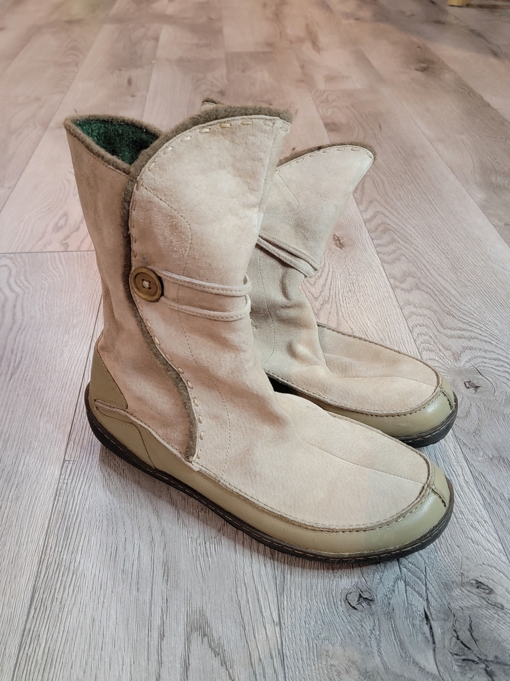 Hush Puppies Ladies Leather Tan And Olive Boots Winter Size 10 EUC